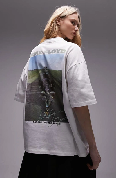 Shop Topshop Pink Floyd Oversize Graphic T-shirt In White