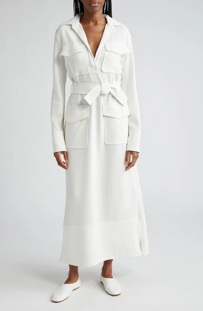 Shop Proenza Schouler Vanessa Long Sleeve Crepe Belted Shirtdress In White