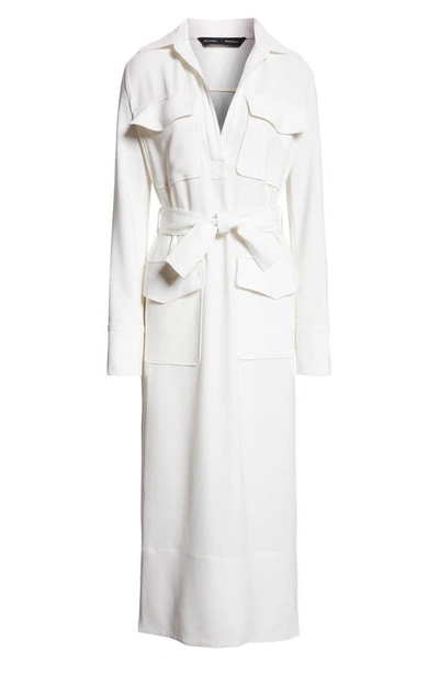 Shop Proenza Schouler Vanessa Long Sleeve Crepe Belted Shirtdress In White