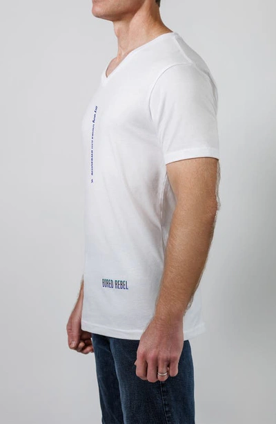 Shop Bored Rebel Unleash Your Inner Superhero V-neck Graphic Undershirt In White