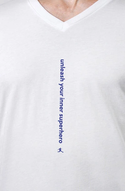 Shop Bored Rebel Unleash Your Inner Superhero V-neck Graphic Undershirt In White