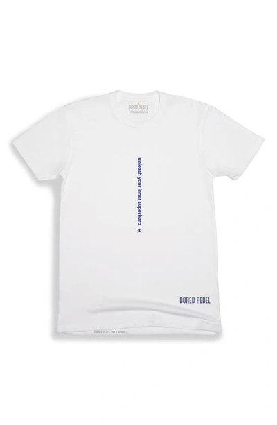 Shop Bored Rebel Unleash Your Inner Superhero Crewneck Graphic Undershirt In White