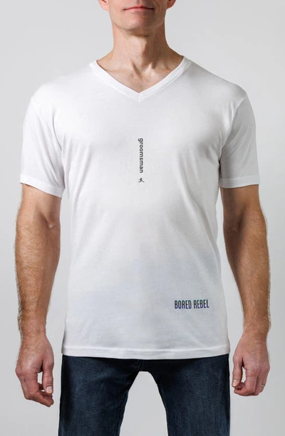 Bored Rebel Groomsman Moisture Wicking Graphic T-shirt In White