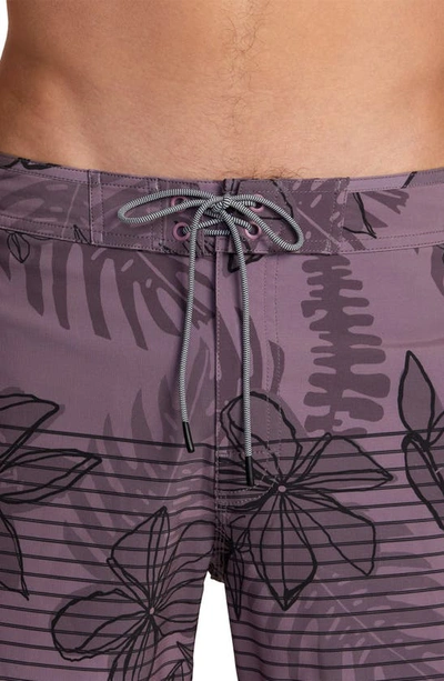 Shop Rvca Current Stripe Water Repellent Board Shorts In Lavender Floral