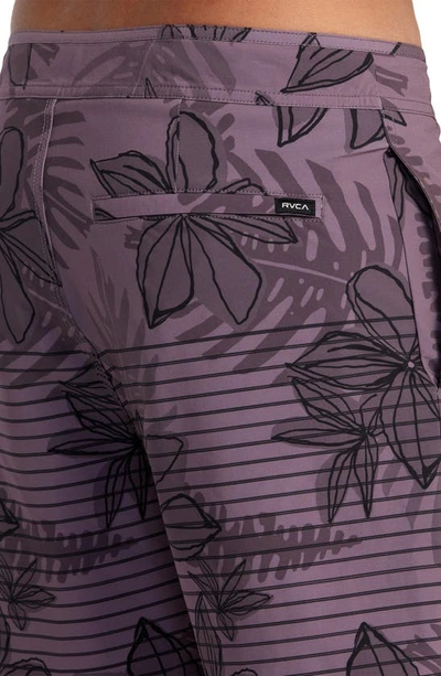 Shop Rvca Current Stripe Water Repellent Board Shorts In Lavender Floral