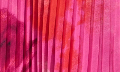 Dkny Sportswear Print Pleated Asymmetric Midi Skirt In Shocking Pink Multi
