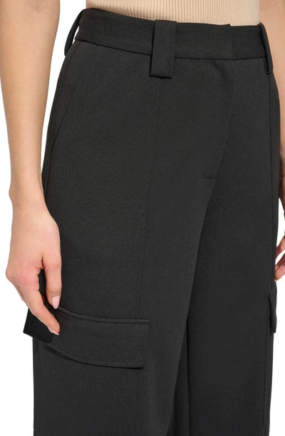 Shop Dkny Sportswear Straight Leg Crepe Cargo Pants In Black