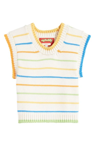 Shop Agbobly Stripe Reversible Merino Wool Sweater Vest In White Multi