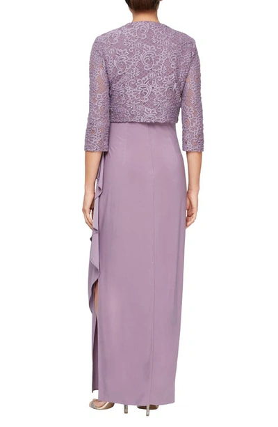 Shop Alex Evenings Empire Waist Gown With Bolero Jacket In Icy Orchid