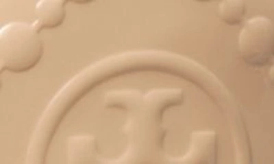 Tory Burch T Monogram Patent Embossed Leather Mini Bucket Bag In Warm Chai