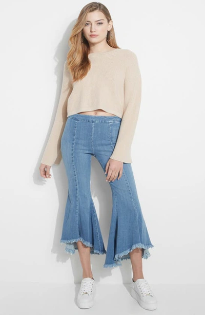 Guess Sofia 1981 Frayed Ankle Flare Jeans In Blue