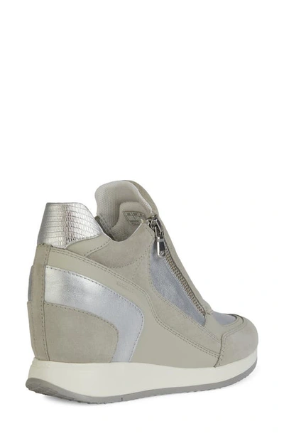Shop Geox Nydame Wedge Sneaker In Grey/ Silver