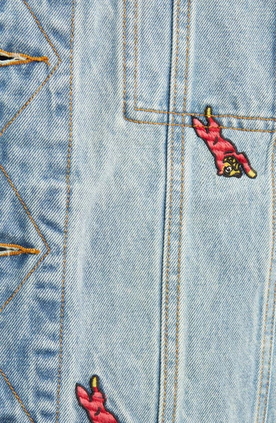 Shop Icecream Dan Embroidered Denim Jacket In Faded