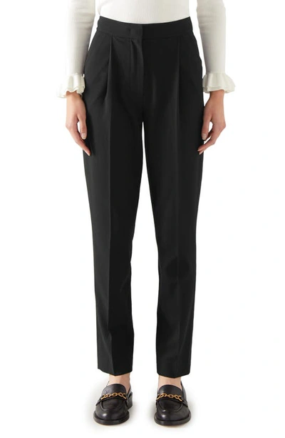 Shop Lk Bennett Lilly Pleated Tapered Crepe Pants In Black