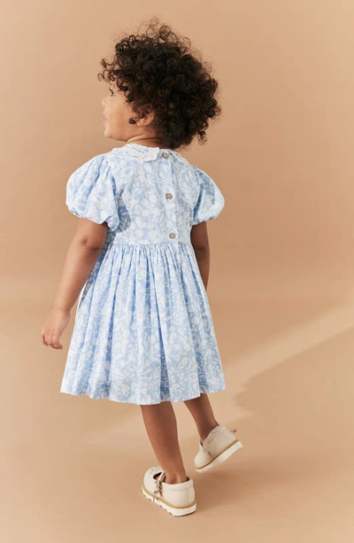 Shop Next Kids' Floral Smocked Bodice Cotton Dress In Blue