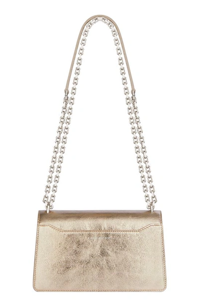 Shop Givenchy Small 4g Laminated Leather Crossbody Bag In Dusty Gold