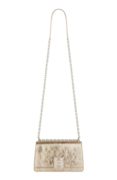 Shop Givenchy Small 4g Laminated Leather Crossbody Bag In Dusty Gold