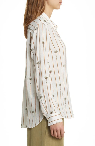 Shop Rails Charli Palm Stripe Linen Blend Button-up Shirt In Stripe Palms