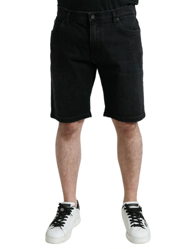 Shop Dolce & Gabbana Chic Black Bermuda Denim Men's Shorts