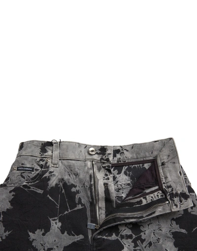 Shop Dolce & Gabbana Chic High Waist Mini Denim Skirt With Lace Women's Trim In Black And Gray