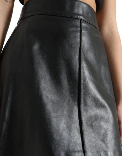 Shop Dolce & Gabbana Elegant High-waist Leather Mini Women's Skirt In Black
