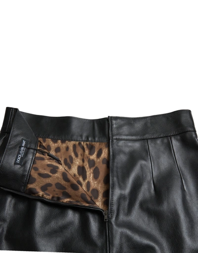Shop Dolce & Gabbana Elegant High-waist Leather Mini Women's Skirt In Black