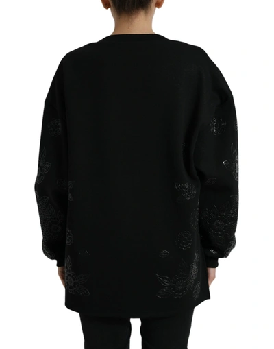 Shop Dolce & Gabbana Elegant Black Floral Applique Women's Sweater