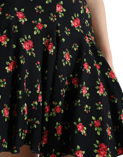 Shop Dolce & Gabbana Floral A-line Mini Skirt With High Women's Waist In Black