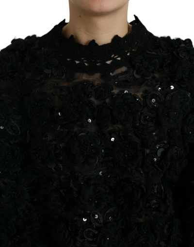 Shop Dolce & Gabbana Black Sequined Embellished Pullover Women's Sweater