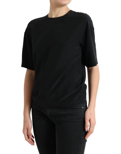 Shop Dolce & Gabbana Elegant Silk Blend Round Neck Women's Blouse In Black