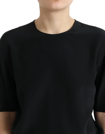 Shop Dolce & Gabbana Elegant Silk Blend Round Neck Women's Blouse In Black