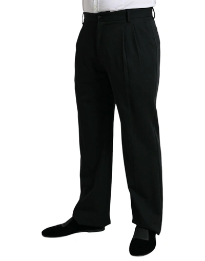 Shop Dolce & Gabbana Elegant Black Wool Dress Men's Pants