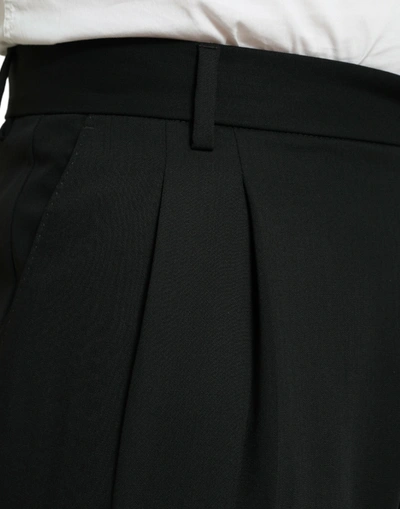 Shop Dolce & Gabbana Elegant Black Wool Dress Men's Pants