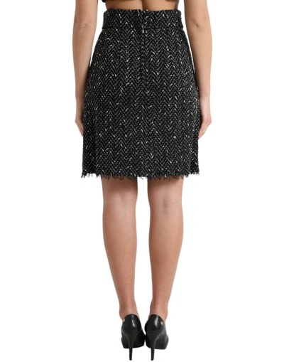 Shop Dolce & Gabbana Elegant Tweed High-waist Mini Women's Skirt In Black