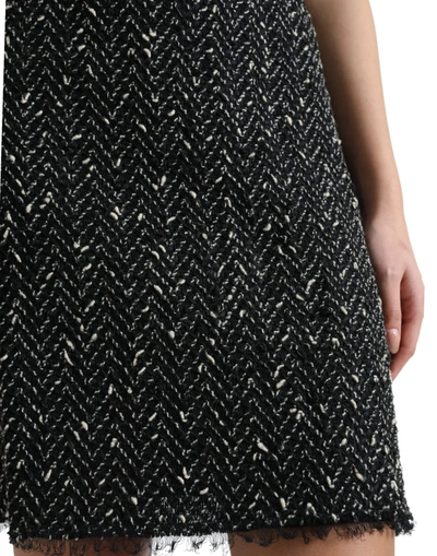 Shop Dolce & Gabbana Elegant Tweed High-waist Mini Women's Skirt In Black