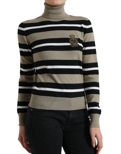 Shop Dolce & Gabbana Multicolor Striped Wool Turtleneck Women's Sweater