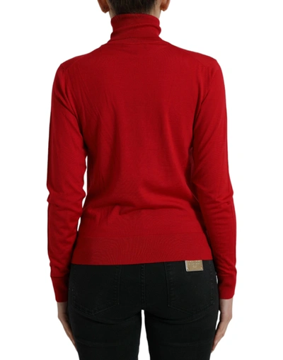Shop Dolce & Gabbana Elegant Red Turtleneck Wool Blend Women's Sweater