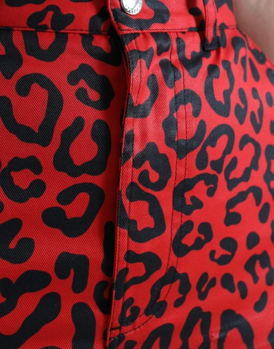 Shop Dolce & Gabbana High Waist Red Leopard Mini Women's Skirt