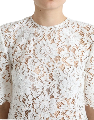 Shop Dolce & Gabbana Elegant White Lace Women's Blouse