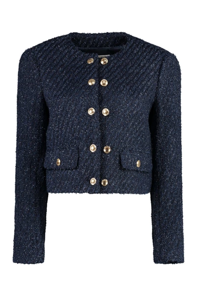 Shop Michael Michael Kors Michael Kors Knitted Jacket In Blue