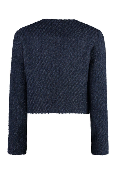 Shop Michael Michael Kors Michael Kors Knitted Jacket In Blue