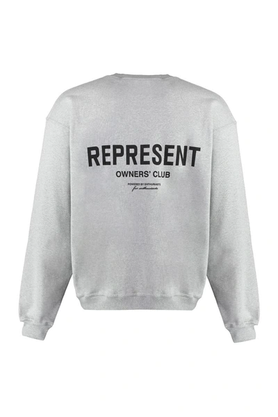Shop Represent Cotton Crew-neck Sweatshirt With Logo In Grey