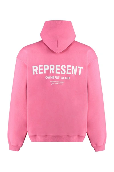 Shop Represent Logo Cotton Hoodie In Pink