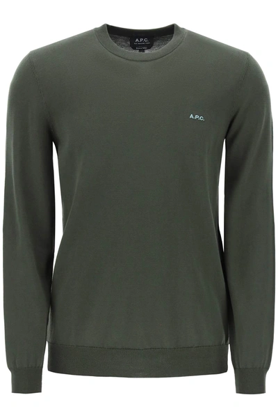 Shop Apc A.p.c. Mayeul Cotton Crewneck Pul Men In Green