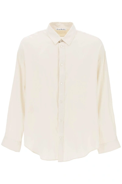 Shop Acne Studios Oversized Cotton Shirt For Men In Cream