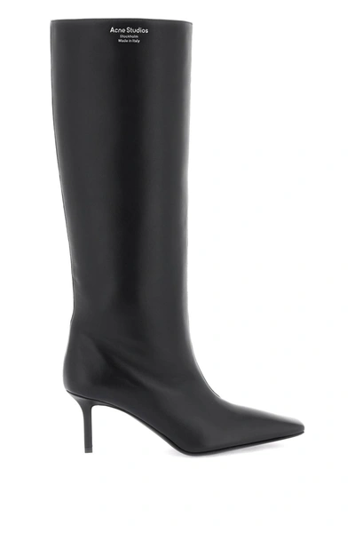 Shop Acne Studios Leather Boots With Tapered Toe. Women In Black