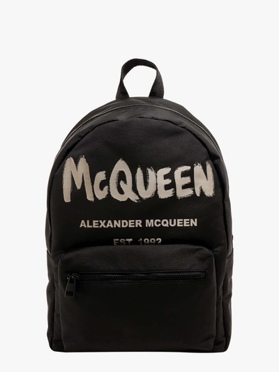 Shop Alexander Mcqueen Man Metropolitan Man Black Backpacks