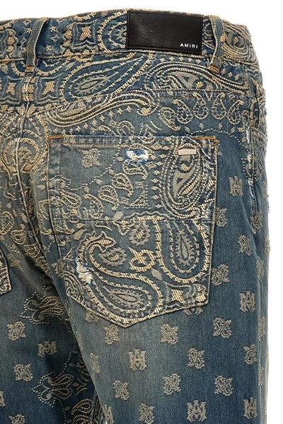 Shop Amiri Men 'bandana Jaquard' Jeans In Blue