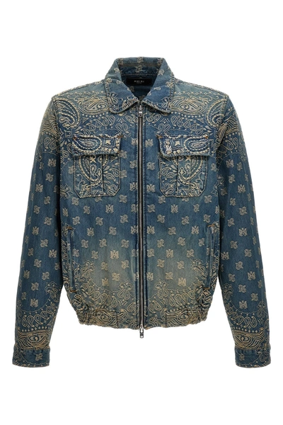 Shop Amiri Men 'bandana' Denim Blouson In Blue