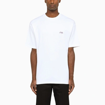 Shop Drôle De Monsieur White T Shirt With Contrasting Logo